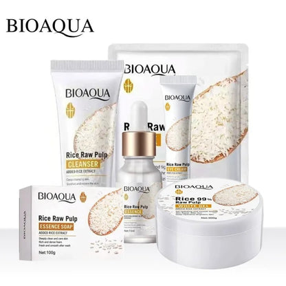 Bioaqua Rice Raw Pulp Complete Skincare Set – 5-Piece Glow & Hydration Kit